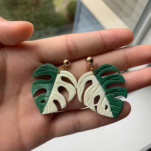 Monstera Albo Earrings